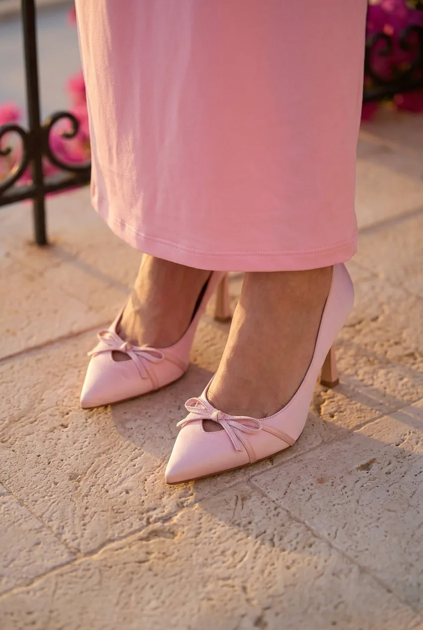 Primer plano de tacones rosas